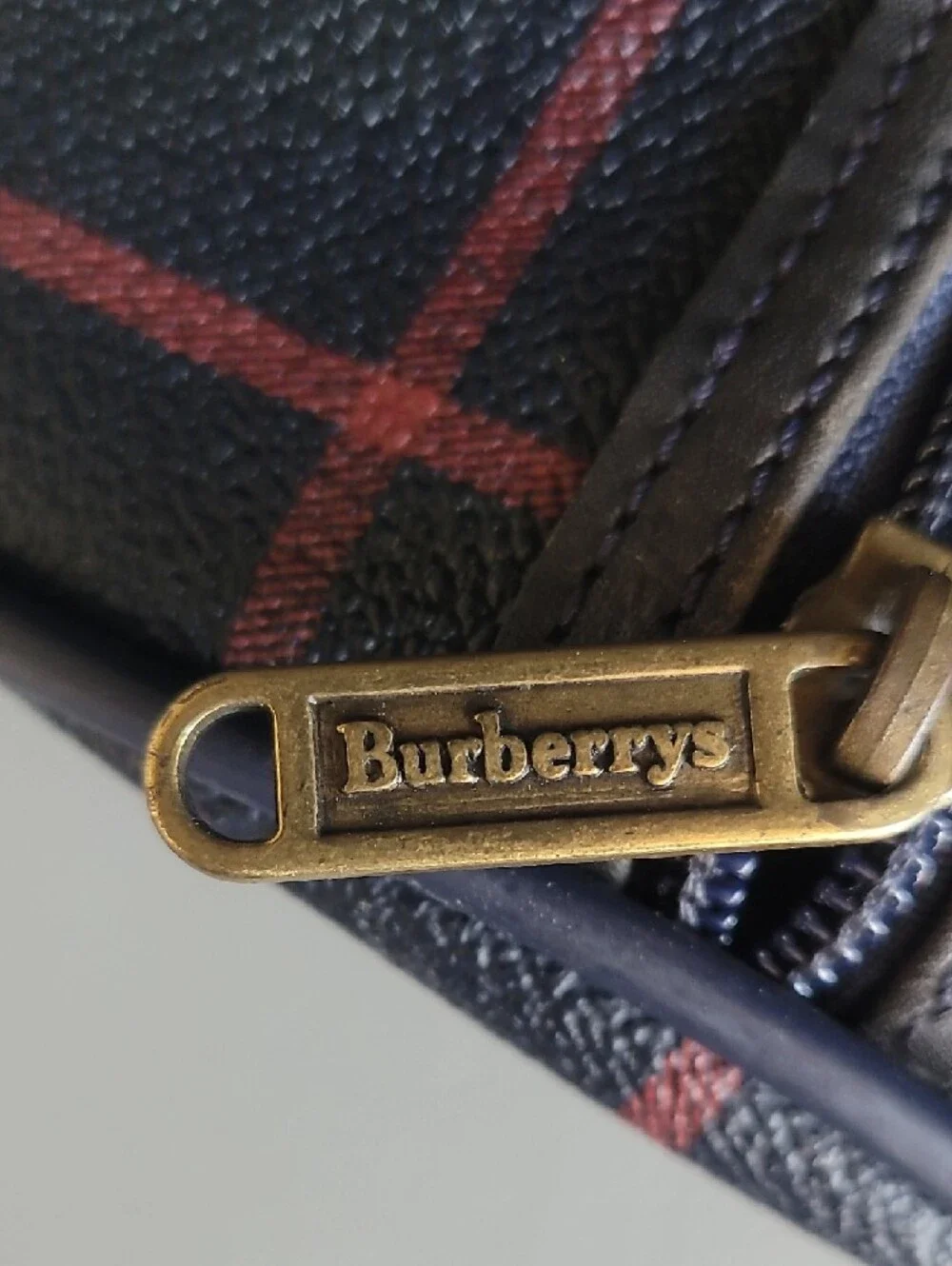 Burberry Vintage Plaid Blue Duffel Bag